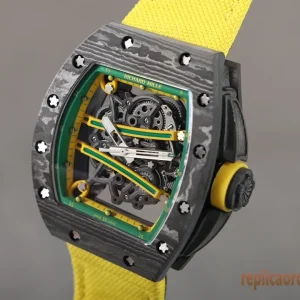 Richard Mille RM 61-01 Verde e Giallo Orologi Replica Cinturino in Gomma Uomo Movimento Automatico Orologio Clone 1:1