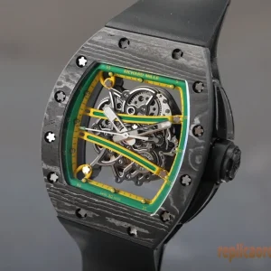 Richard Mille RM 61-01 Verde Giallo Orologi Replica Cinturino in Gomma Uomo Movimento Automatico Svizzero Orologio Clone 1:1