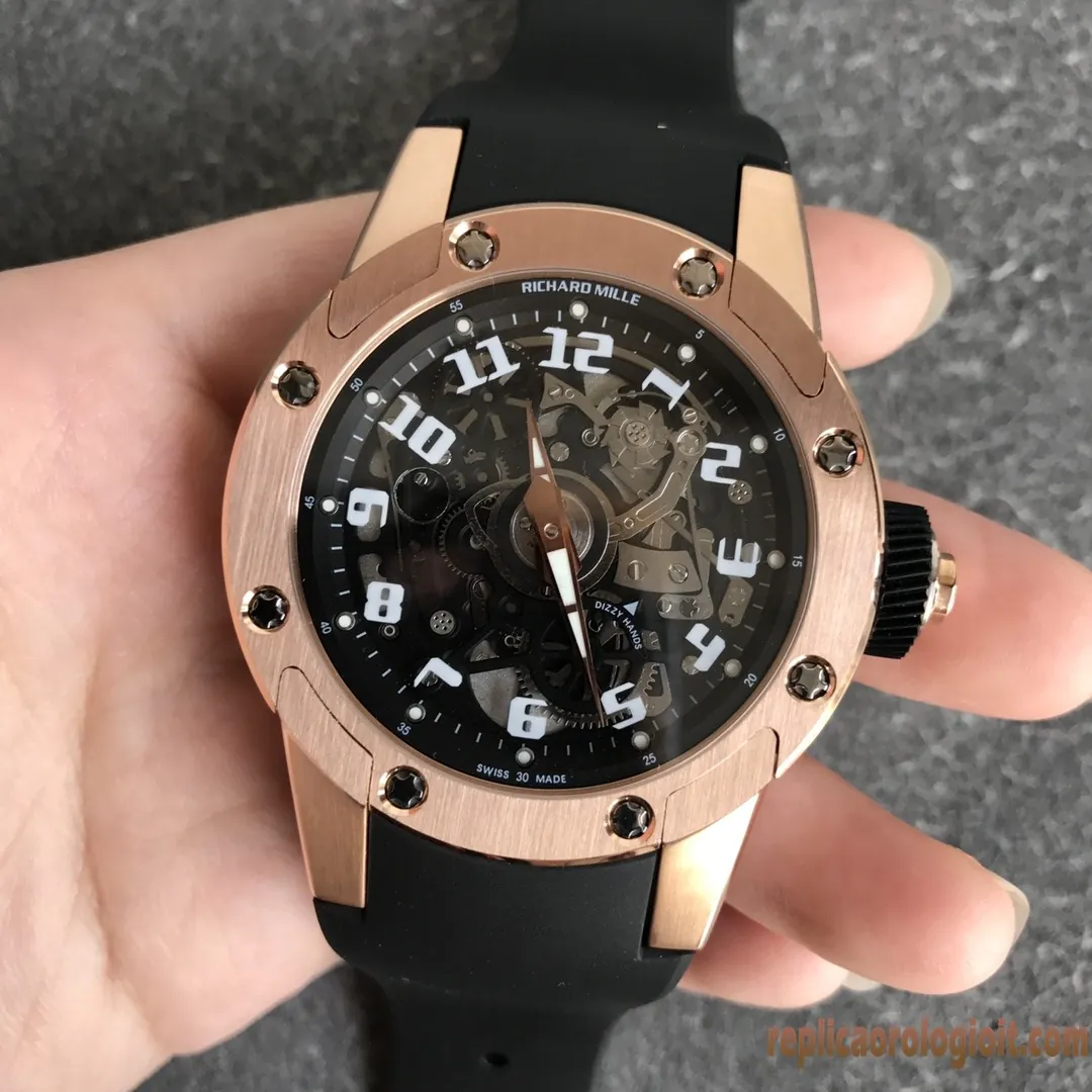 Richard Mille RM 63-01 Nero Orologi Replica Cinturino in Gomma Uomo Movimento Automatico Orologio Clone 1:1 - immagine 2