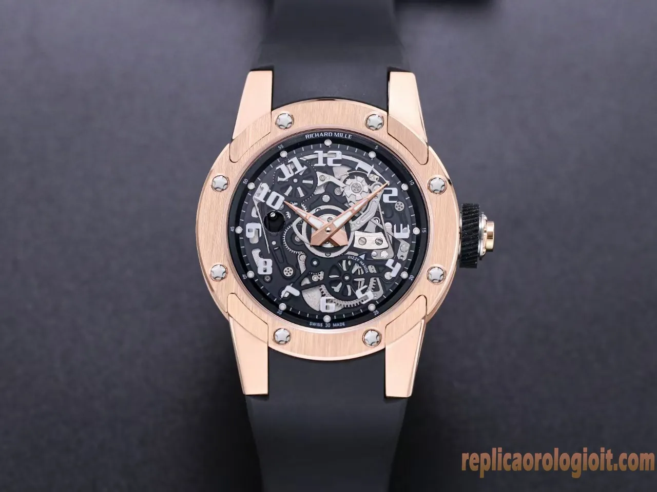 Richard Mille RM 63-01 Nero Orologi Replica Cinturino in Gomma Uomo Movimento Automatico Orologio Clone 1:1