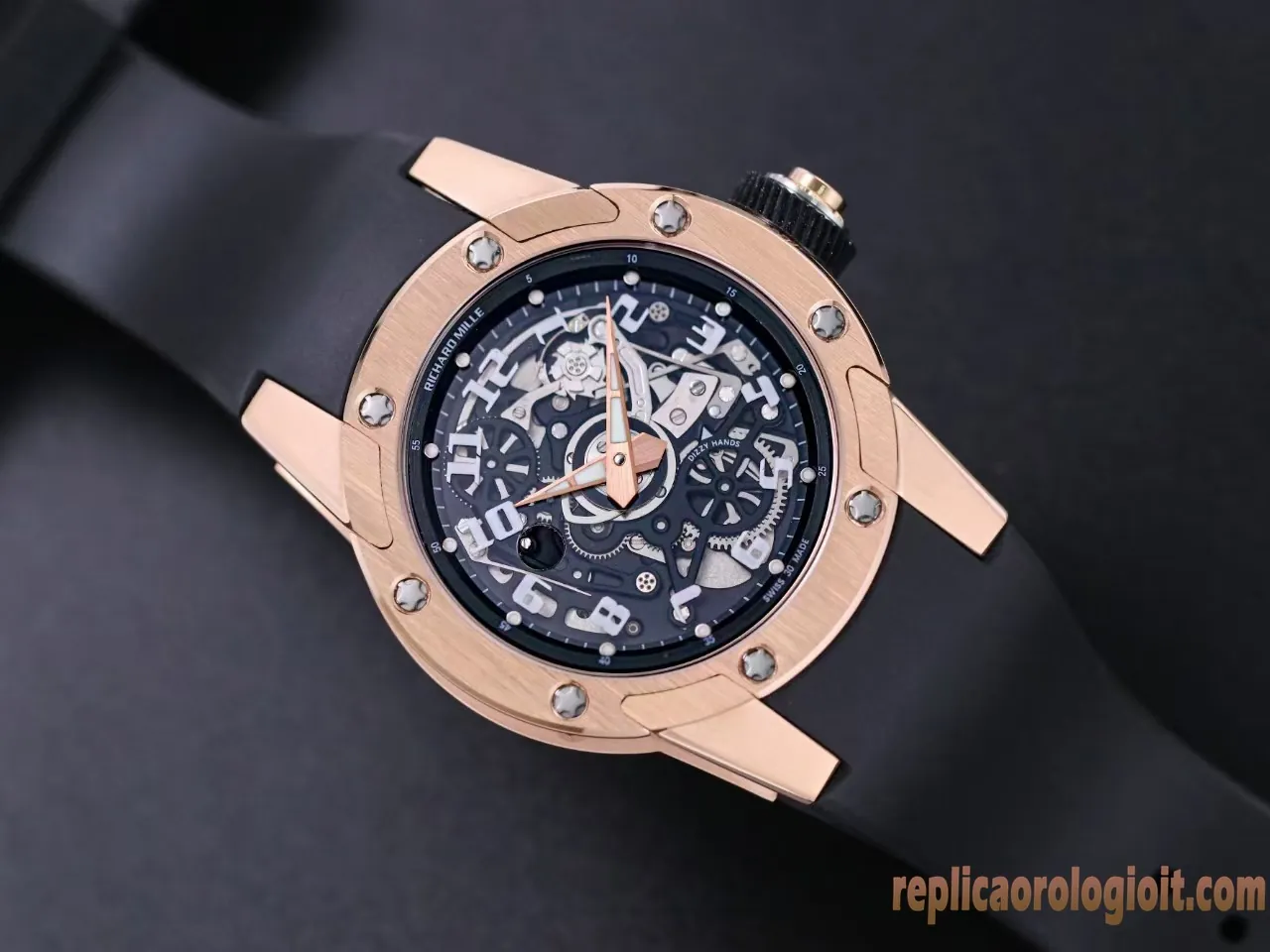 Richard Mille RM 63-01 Nero Orologi Replica Cinturino in Gomma Uomo Movimento Automatico Orologio Clone 1:1 - immagine 3