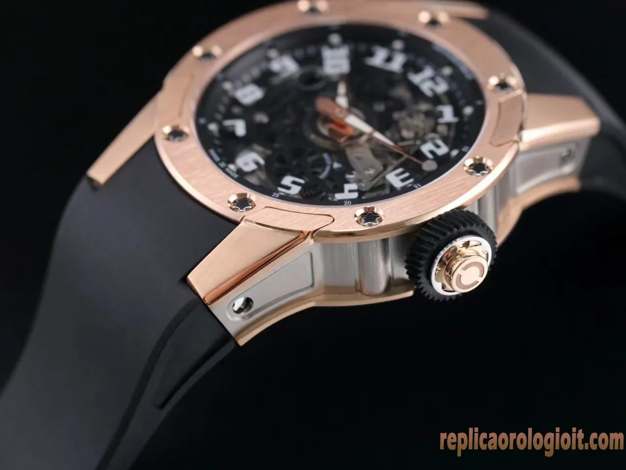 Richard Mille RM 63-01 Nero Orologi Replica Cinturino in Gomma Uomo Movimento Automatico Orologio Clone 1:1 - immagine 4