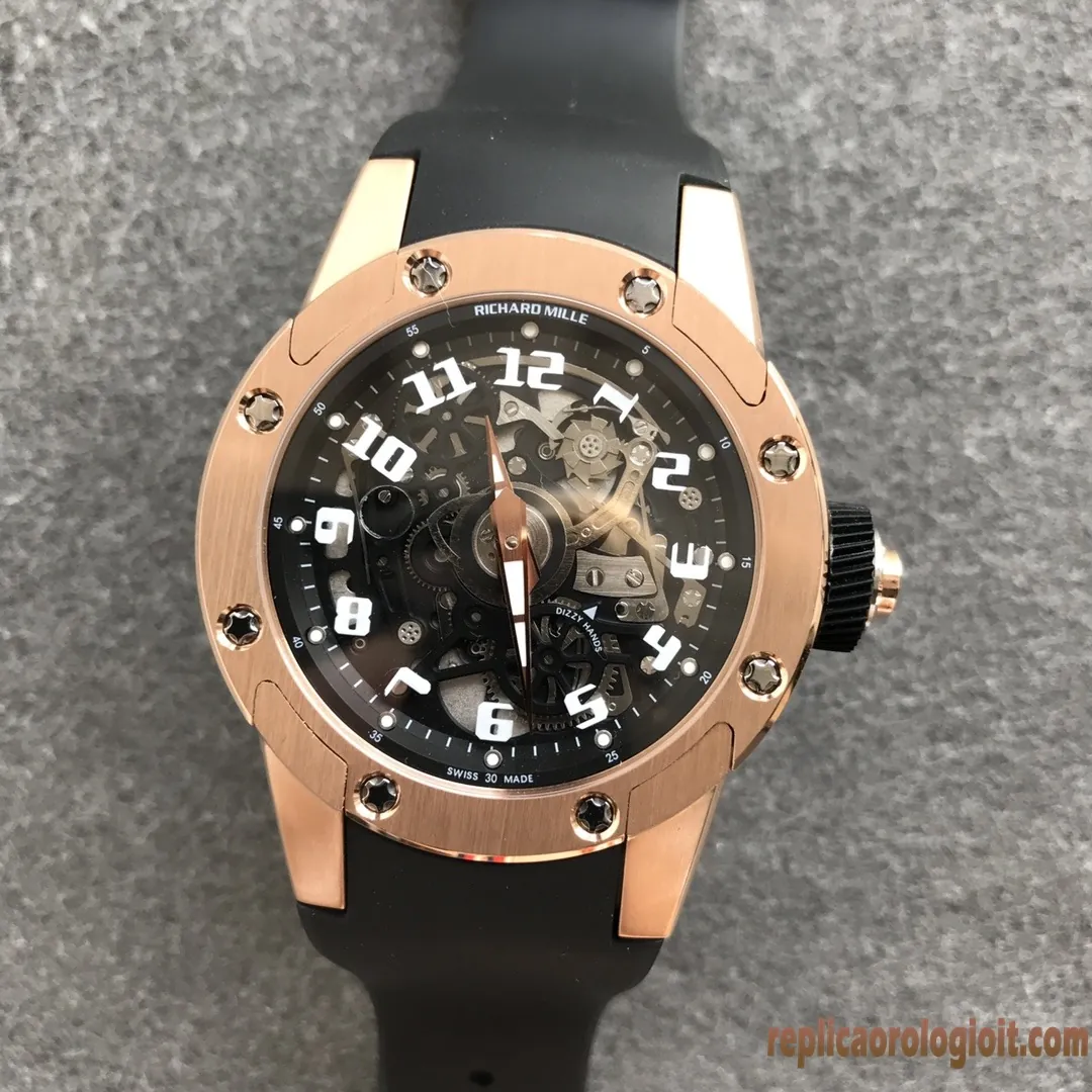Richard Mille RM 63-01 Nero Orologi Replica Cinturino in Gomma Uomo Movimento Automatico Orologio Clone 1:1 - immagine 6