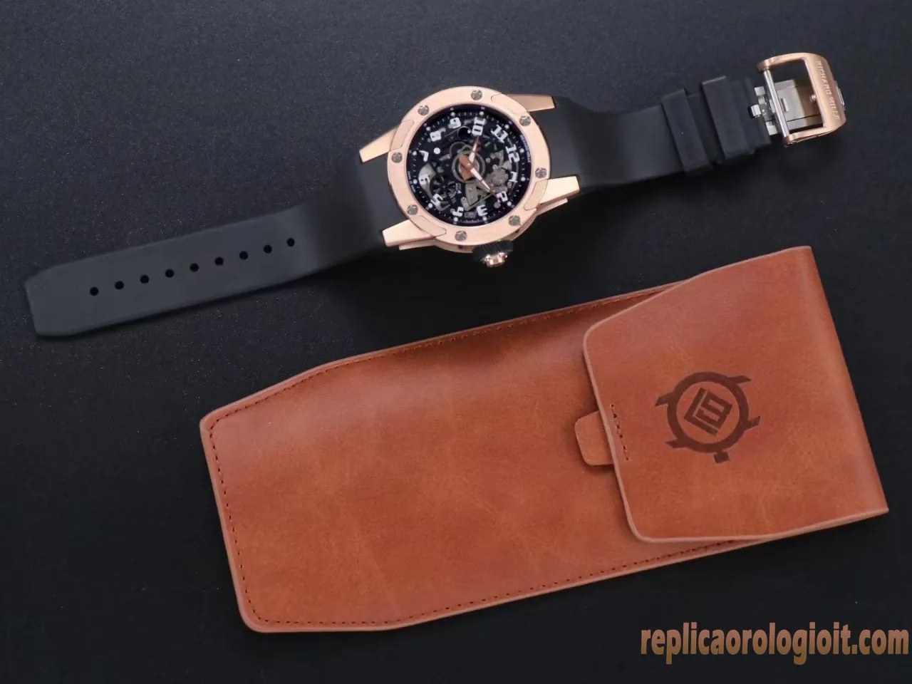 Richard Mille RM 63-01 Nero Orologi Replica Cinturino in Gomma Uomo Movimento Automatico Orologio Clone 1:1 - immagine 9