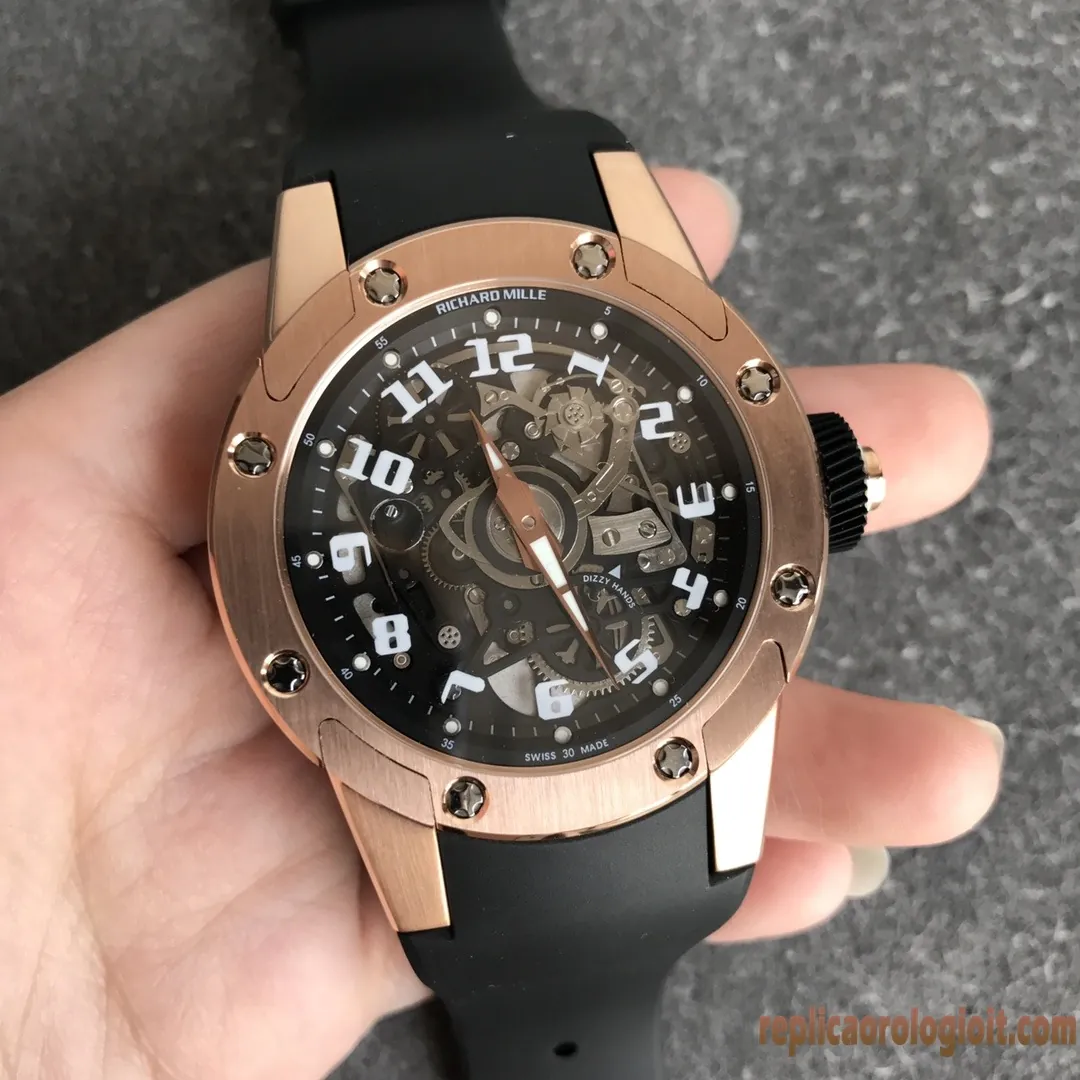 Richard Mille RM 63-01 Nero Orologi Replica Cinturino in Gomma Uomo Movimento Automatico Orologio Clone 1:1
