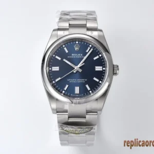 Rolex Oyster Perpetual Quadrante Blu Orologi Replica Bracciale Acciaio Uomo Movimento Automatico Orologio Clone 1:1