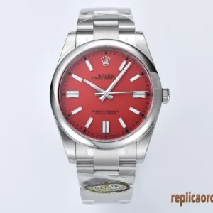 Rolex Oyster Perpetual Rosso Corallo Orologi Replica Bracciale Acciaio Uomo Movimento Automatico Orologio Clone 1:1