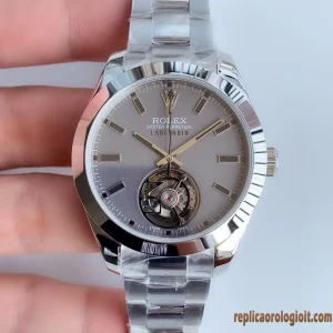 Rolex Oyster Perpetual Label Noir Grigio Orologi Replica Bracciale Acciaio Uomo Movimento Automatico Orologio Clone 1:1