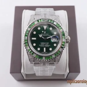 Rolex Submariner Quadrante Verde Lunetta Diamantata Orologi Replica Bracciale Acciaio Orologio Automatico Orologio Clone 1:1
