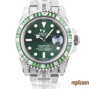 Rolex Submariner Verde Diamanti Orologi Replica Bracciale Acciaio Orologio Clone 1:1