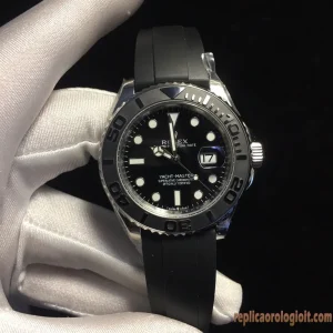 Rolex Yacht-Master Nero Lunetta Blu Orologi Replica Cinturino in Gomma Uomo Movimento Automatico Orologio Clone 1:1