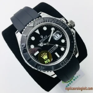 Rolex Yacht-Master Nero Orologi Replica Cinturino in Gomma Uomo Movimento Automatico Orologio Clone 1:1