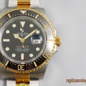 Rolex Sea-Dweller Lunetta Oro e Nero Orologi Replica Bracciale Acciaio Movimento Automatico Orologio Clone 1:1