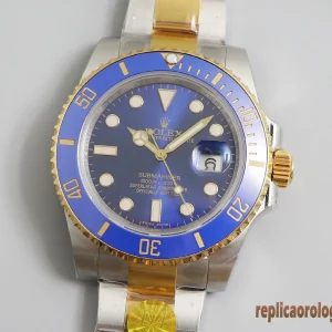 Rolex Submariner Blu e Oro Orologi Replica Bracciale Acciaio 904L Automatico Orologio Clone 1:1