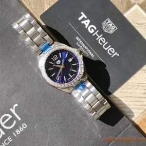 Tag Heuer Aquaracer Blu Lunetta Diamantata Orologi Replica Bracciale Acciaio Donna Movimento Automatico Svizzero Orologio Clone 1:1