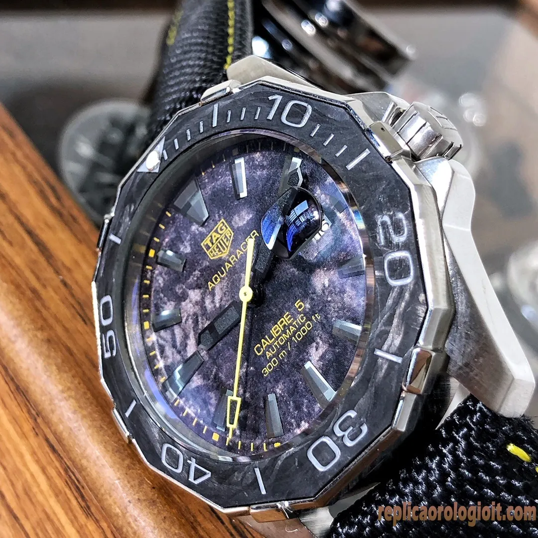 Tag Heuer Aquaracer Quadrante Blu Orologi Replica Cinturino in Gomma Uomo Movimento Automatico Orologio Clone 1:1 - immagine 3