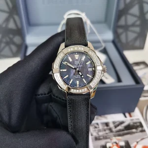 Tag Heuer Aquaracer Blu Lunetta Diamantata Orologi Replica Cinturino in Gomma Donna Movimento Automatico Svizzero Orologio Clone 1:1