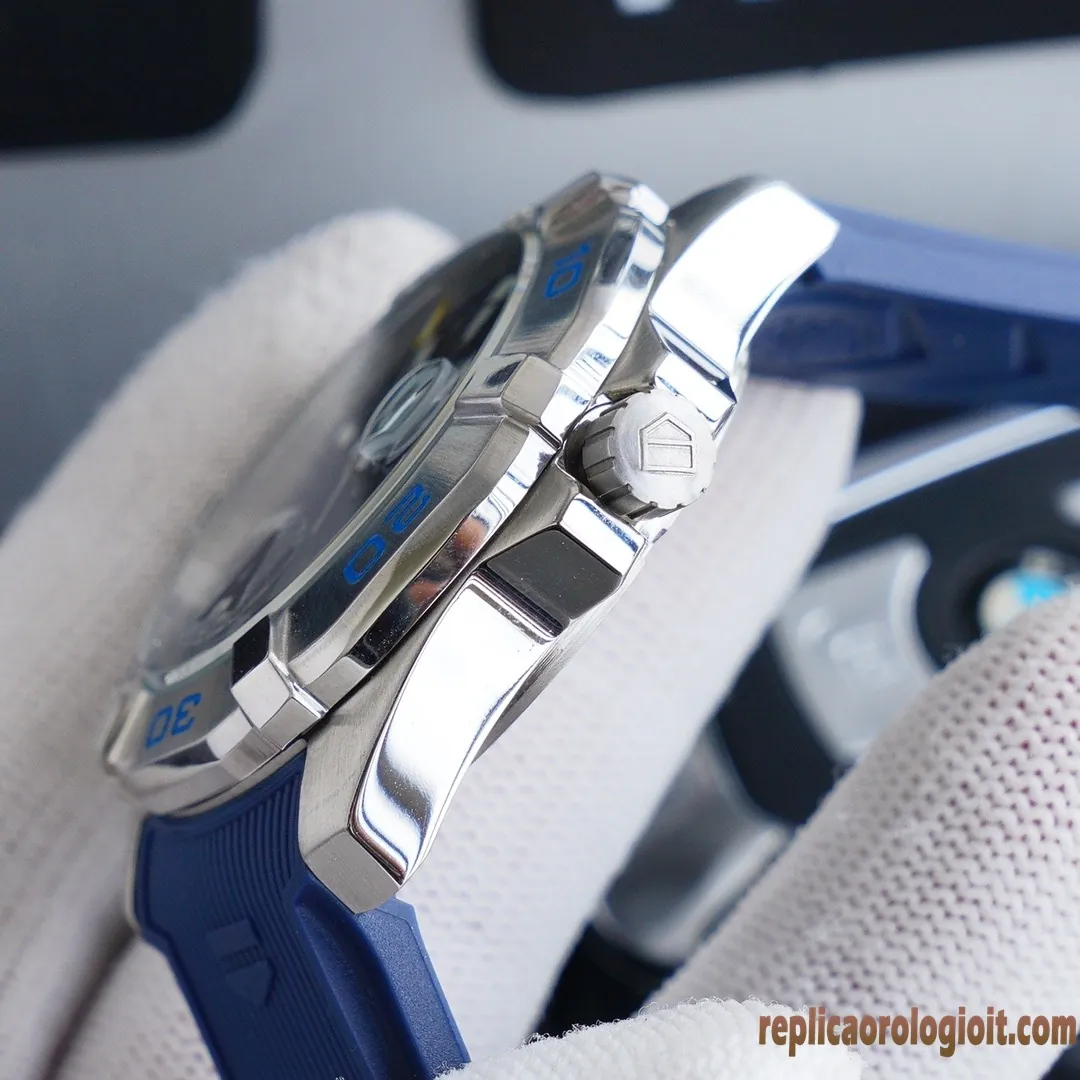 Tag Heuer Aquaracer Quadrante Blu Orologi Replica Cinturino in Gomma Uomo Movimento Automatico Orologio Clone 1:1 - immagine 4