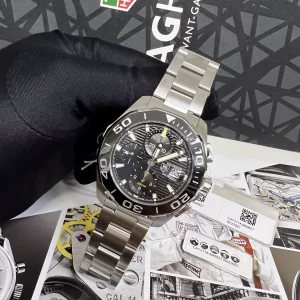 Tag Heuer Aquaracer Nero Lunetta Girevole Orologi Replica Bracciale in Metallo Uomo Movimento Automatico Svizzero Orologio Clone 1:1
