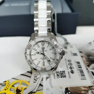 Tag Heuer Aquaracer Quadrante Bianco Orologi Replica Bracciale in Metallo Donna Movimento Automatico Svizzero Orologio Clone 1:1