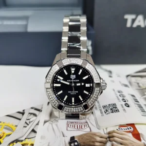 Tag Heuer Aquaracer Black Diamond Orologi Replica Bracciale in metallo Donna Movimento automatico svizzero Orologio Clone 1:1