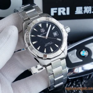 Tag Heuer Aquaracer Quadrante Nero Orologi Replica Bracciale in Metallo Uomo Movimento Automatico Orologio Clone 1:1