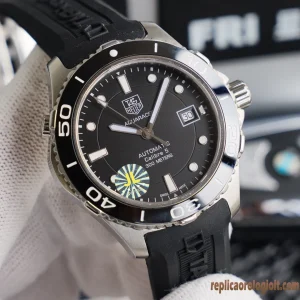Tag Heuer Aquaracer Nero Orologi Replica Cinturino in Gomma Uomo Movimento Automatico Orologio Clone 1:1