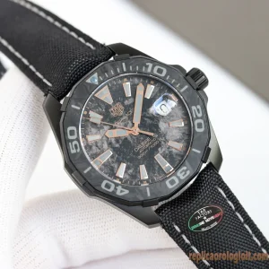 Tag Heuer Aquaracer Grigio Lunetta Nera Orologi Replica Cinturino in Gomma Uomo Movimento Automatico Orologio Clone 1:1