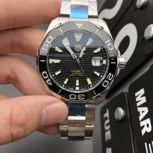 Tag Heuer Aquaracer Nero Lunetta Blu Orologi Replica Bracciale in metallo Uomo Movimento automatico svizzero Orologio Clone 1:1