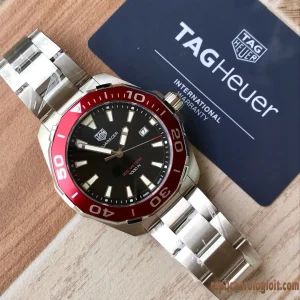 Tag Heuer Aquaracer Rosso Lunetta Orologi Replica Bracciale in Metallo Uomo Movimento Automatico Svizzero Orologio Clone 1:1