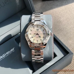 Tag Heuer Aquaracer Quadrante Argento Orologi Replica Bracciale in Metallo Donna Movimento Automatico Svizzero Orologio Clone 1:1