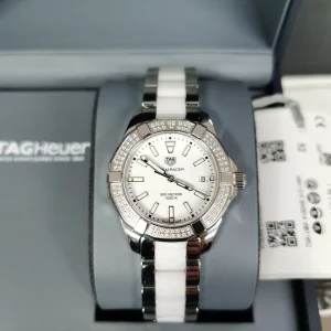 Tag Heuer Aquaracer Quadrante Bianco Orologi Replica Bracciale in metallo Donna Movimento automatico svizzero Orologio Clone 1:1
