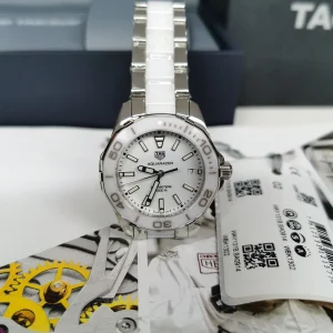 Tag Heuer Aquaracer Quadrante Bianco Orologi Replica Bracciale in Metallo Donna Movimento Automatico Svizzero Orologio Clone 1:1