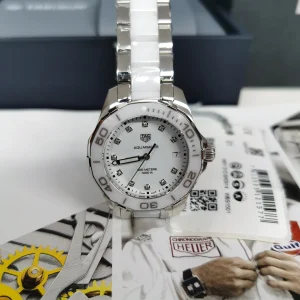 Tag Heuer Aquaracer Quadrante Bianco Orologi Replica Bracciale in Metallo Donna Movimento Automatico Svizzero Orologio Clone 1:1