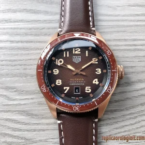 Tag Heuer Autavia Marrone Lunetta Orologi Replica Cinturino in Pelle Uomo Movimento Automatico Orologio Clone 1:1