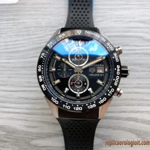 Tag Heuer Carrera Blu Lunetta Orologi Replica Bracciale in Gomma Uomo Movimento Automatico Orologio Clone 1:1