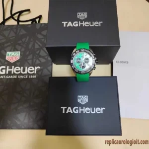 Tag Heuer Formula 1 Verde Lunetta Orologi Replica Cinturino in Gomma Uomo Movimento Automatico Svizzero Orologio Clone 1:1