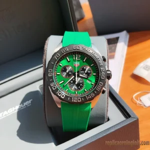 Tag Heuer Formula 1 Verde Lunetta Orologi Replica Cinturino in Gomma Uomo Movimento Automatico Svizzero Orologio Clone 1:1