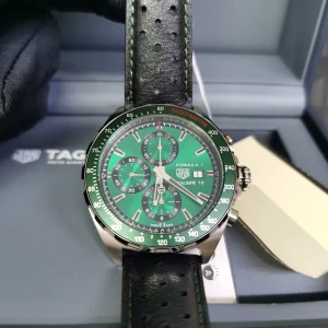 Tag Heuer Formula 1 Verde Orologi Replica Cinturino in Pelle Uomo Movimento Automatico Orologio Clone 1:1