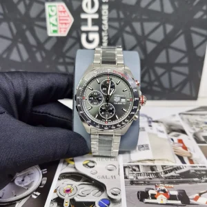 Tag Heuer Formula 1 Nero Lunetta Arancione Orologi Replica Bracciale in Metallo Uomo Movimento Automatico Orologio Clone 1:1