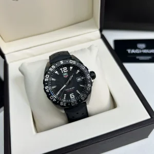 Tag Heuer Formula 1 Nero Lunetta Gialla Orologi Replica Cinturino in Gomma Uomo Movimento Automatico Orologio Clone 1:1