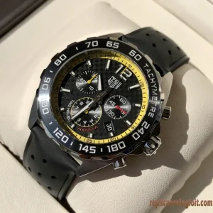 Tag Heuer Formula 1 Nero Lunetta Gialla Orologi Replica Cinturino in Gomma Uomo Movimento Automatico Svizzero Orologio Clone 1:1