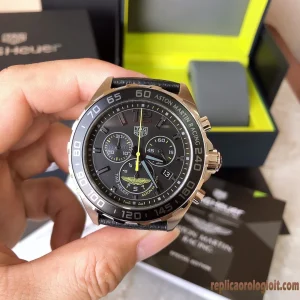 Tag Heuer Formula 1 Nero Lunetta Tachimetrica Orologi Replica Cinturino in Pelle Uomo Movimento Automatico Svizzero Orologio Clone 1:1