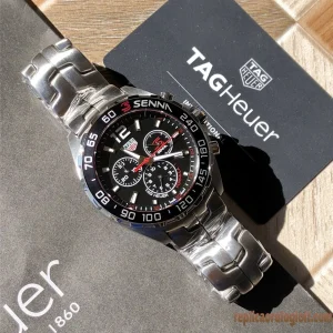 Tag Heuer Formula 1 Nero Lunetta Rossa Orologi Replica Bracciale in Metallo Uomo Movimento Automatico Orologio Clone 1:1