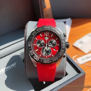 Tag Heuer Formula 1 Red Tachymeter Replica Watches Rubber Men Swiss Automatic Clone 1:1