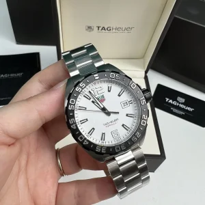 Tag Heuer Formula 1 Quadrante Bianco Orologi Replica Bracciale in Metallo Uomo Movimento Automatico Orologio Clone 1:1