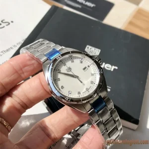 Tag Heuer Link Lunetta Diamantata Argento Orologi Replica Bracciale Acciaio Donna Movimento Automatico Svizzero Orologio Clone 1:1