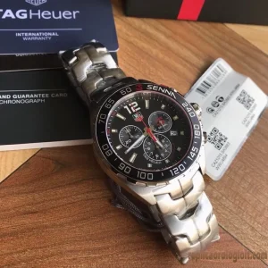 Tag Heuer Formula 1 Black and Red Senna Replica Watches Metal Men Automatic Clone 1:1
