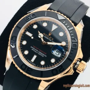 Rolex Yacht-Master Quadrante Nero Lunetta Ceramiaca Orologi Replica Cinturino Gomma Uomo Movimento Automatico Orologio Clone 1:1